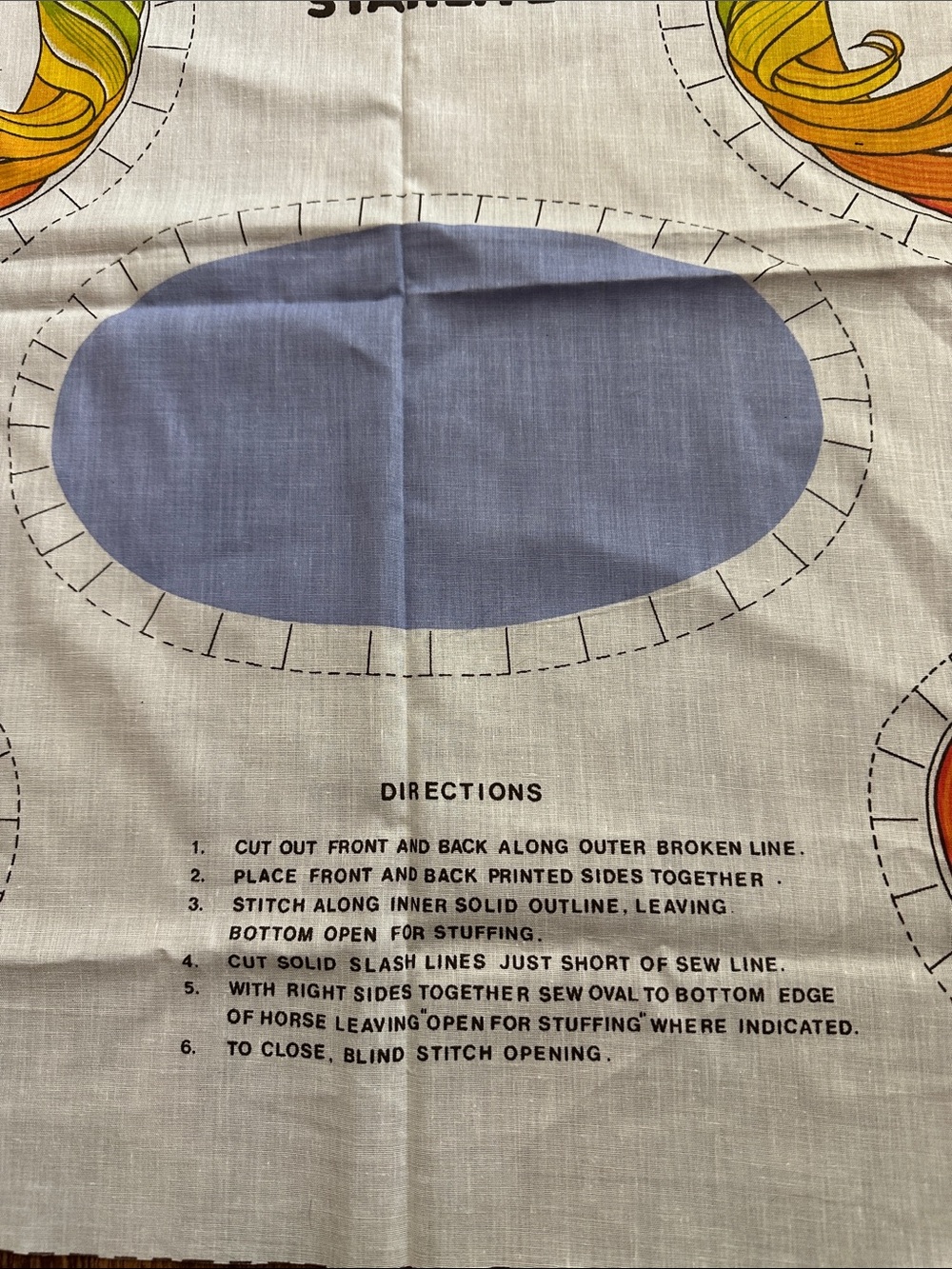 Rainbow Brite Starlite Horse Pillow Sewing Pattern Panel 1983 Cartoon Vintage - Picture 3 of 5